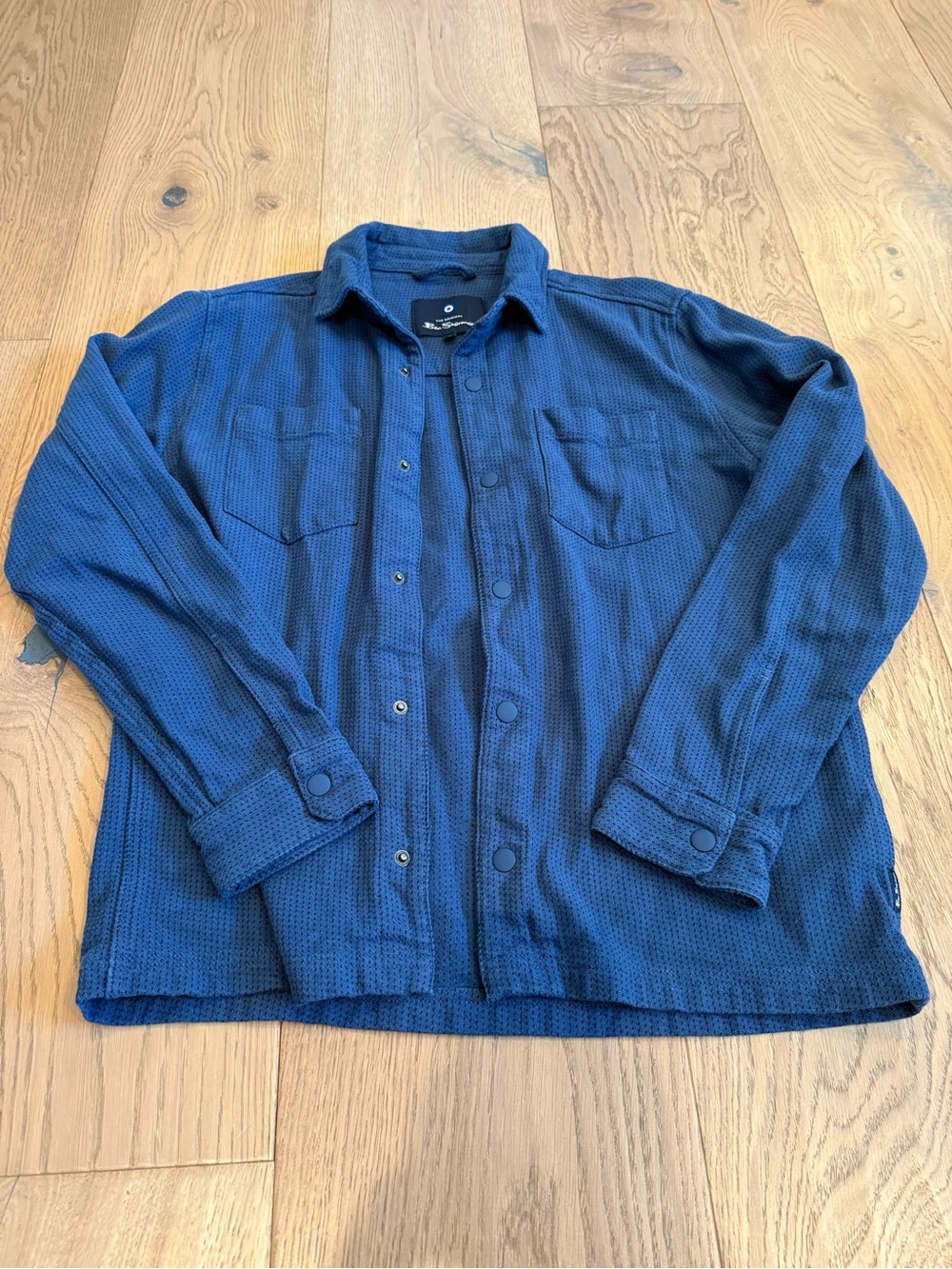 Ben Sherman Navy Blue Waffle Knit Shirt Jacket